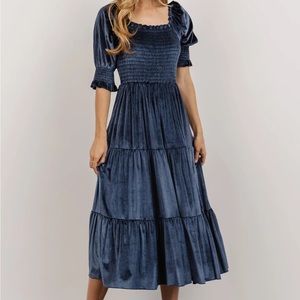 Vivaldi Smocked Velvet Midi Dress